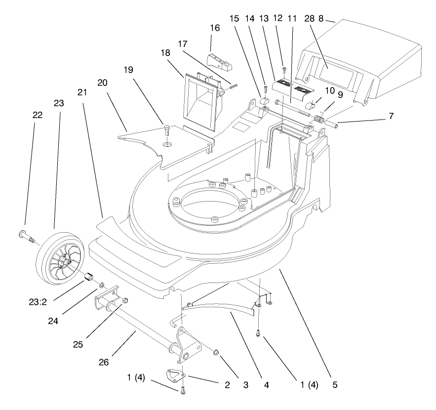 Deck Assembly Diagram and Parts List for 20913 890000001 - 899999999 Toro Lawn Mower