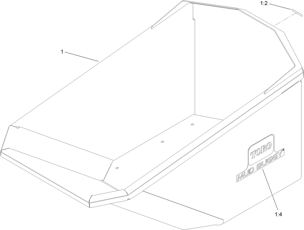 Steel Tub Assembly Diagram and Parts List for 68101 321000001 - 321999999 Toro Lawn Tractor Accessories