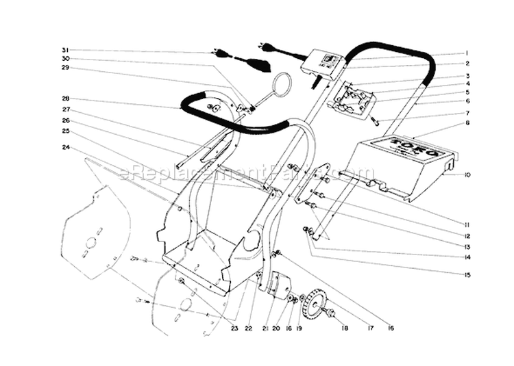 Upper Main Frame Diagram and Parts List for 31451 0000001-0999999 - 1970 Toro Snow Blower