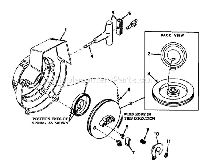 Shroud And Rewind Starter Diagram and Parts List for 31411 8000001-8999999 - 1968 Toro Snow Blower