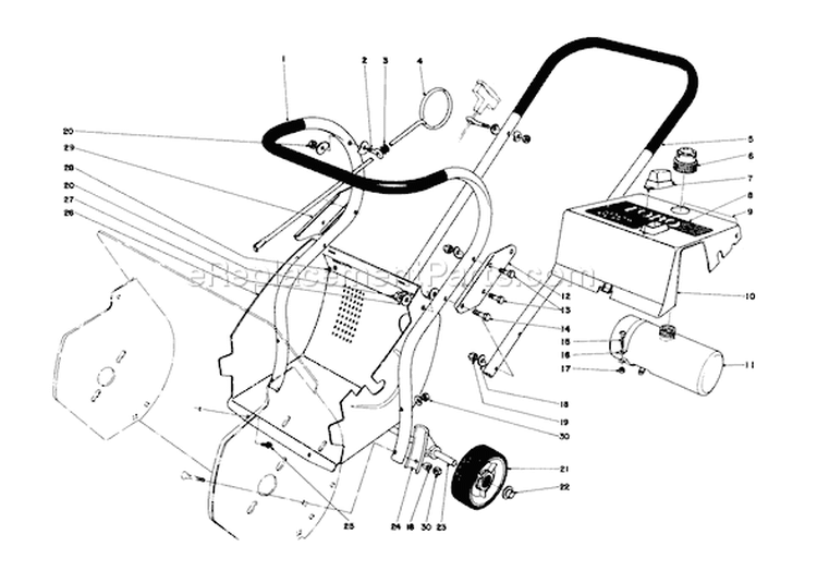 Upper Main Frame Diagram and Parts List for 31412 4000001-4999999 - 1974 Toro Snow Blower