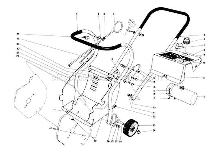 Upper Main Frame Diagram and Parts List for 31412 5000001-5999999 - 1975 Toro Snow Blower