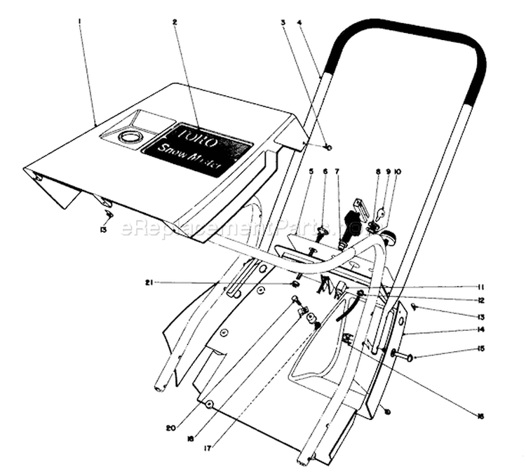 Page F Diagram and Parts List for 31506 6000001-6999999 - 1976 Toro Snow Blower