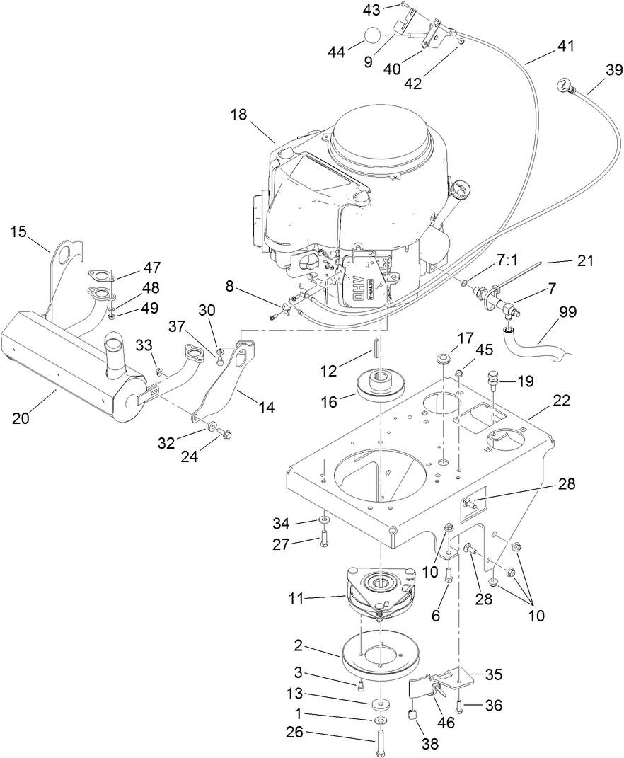 Engine Assembly Diagram and Parts List for 74536TE (313000001-313999999)(2013) Toro Lawn Mower