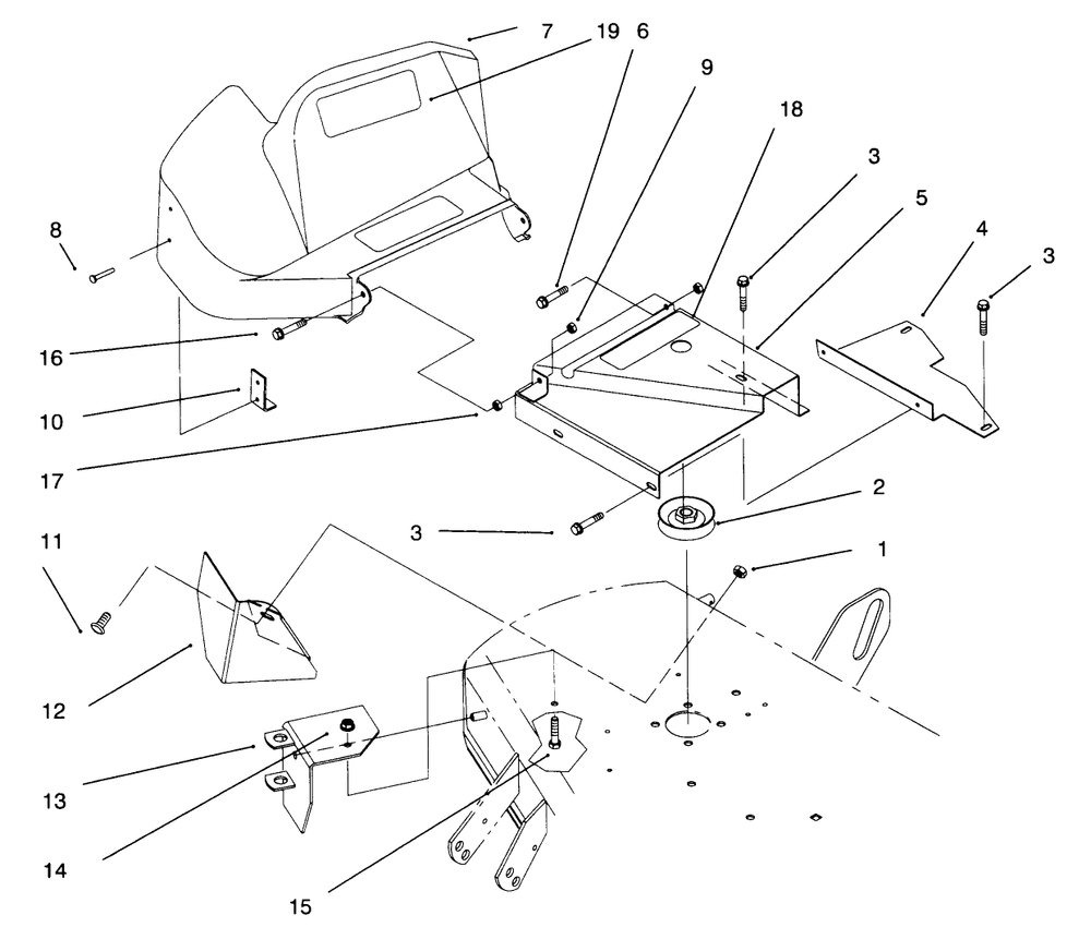 42" Deck Components Assembly Diagram and Parts List for 79401 6900001 - 6999999 Toro Lawn Tractor Accessories