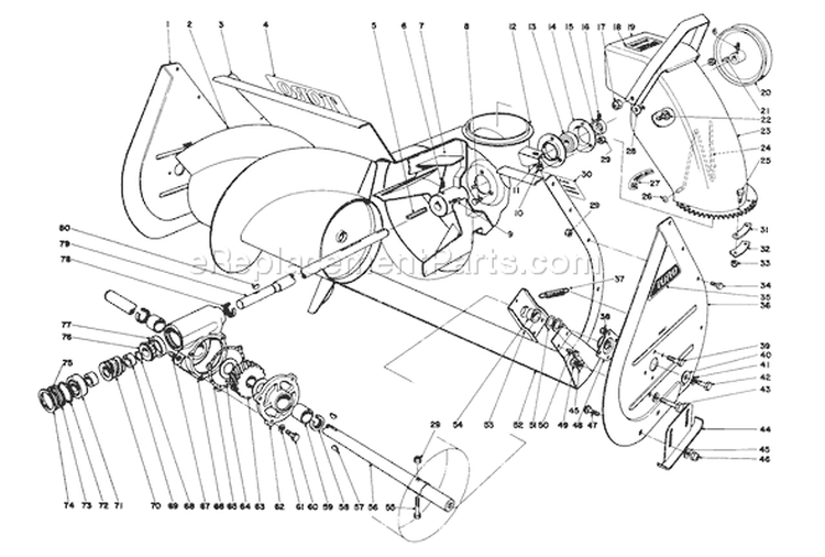 Auger Assembly Diagram and Parts List for 31263 3000001-3999999 - 1973 Toro Snow Blower