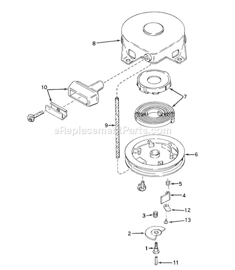 Rewind Starter Diagram and Parts List for 31263 3000001-3999999 - 1973 Toro Snow Blower