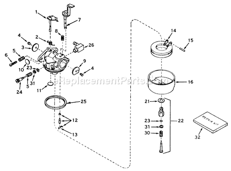 Page B Diagram and Parts List for 31677 6000001-6999999 - 1976 Toro Snow Blower