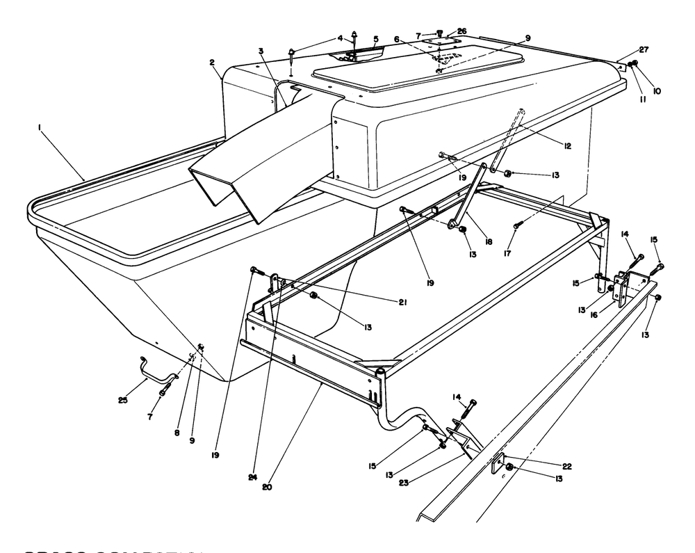Grass Collection System 6 Diagram and Parts List for 30754 (800001-899999)(1988) Toro Lawn Tractor