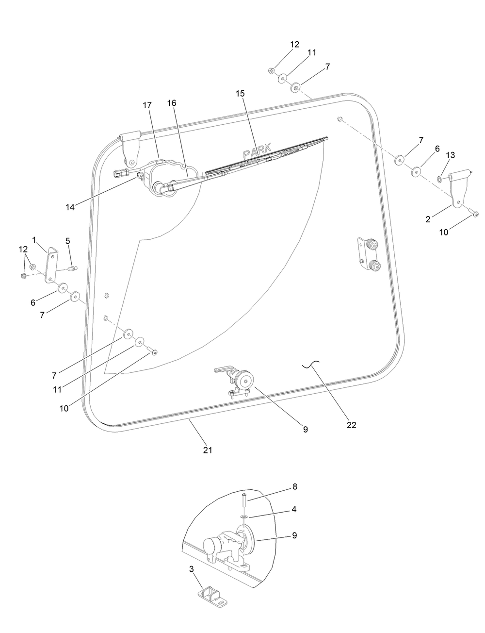 Rear Window Assembly No. 136-7688 Diagram and Parts List for 25208 400000000 - 999999999 Toro Lawn Tractor Accessories