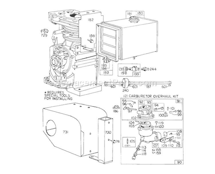 Page C Diagram and Parts List for 31756 3000001-3999999 - 1973 Toro Snow Blower