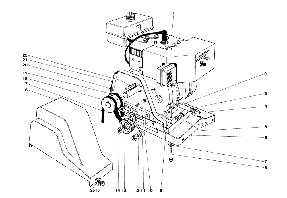 Engine Assembly Diagram and Parts List for 31626 1000001 - 1999999 Toro Snow Blower