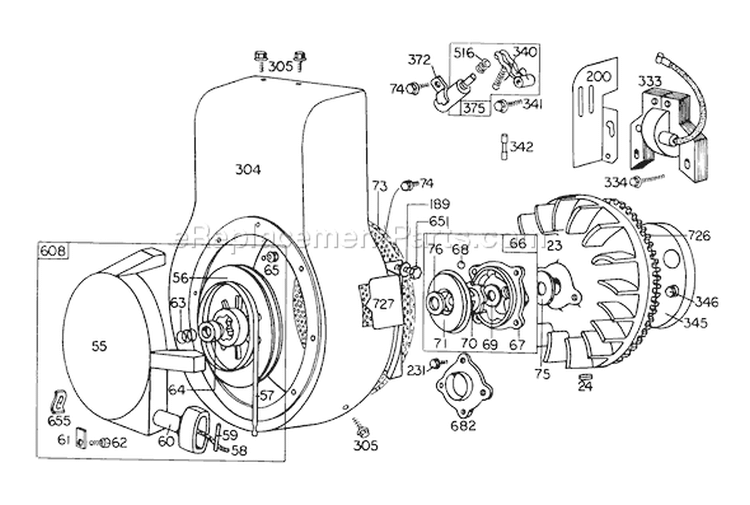 Page G Diagram and Parts List for 31823 5000001-5999999 - 1975 Toro Snow Blower