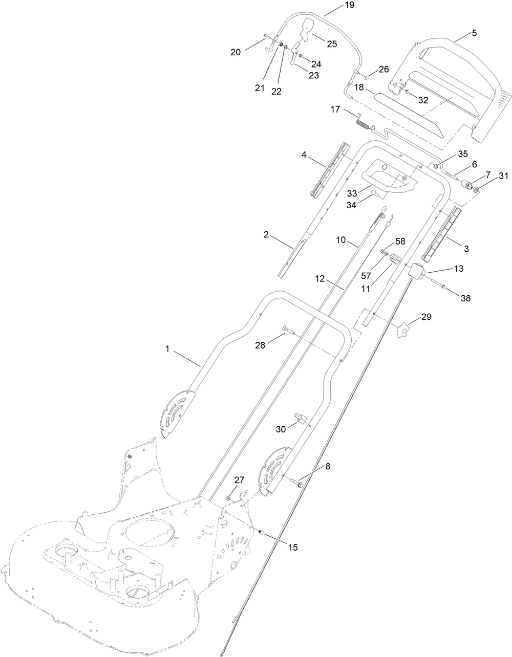 Handle And Electrical Assembly Diagram and Parts List for 21199HD 407000000 - 412999999 Toro Lawn Mower