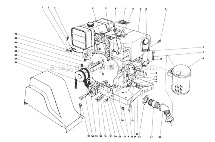 Engine Assembly Diagram and Parts List for 31995 5000001-5999999 - 1975 Toro Snow Blower