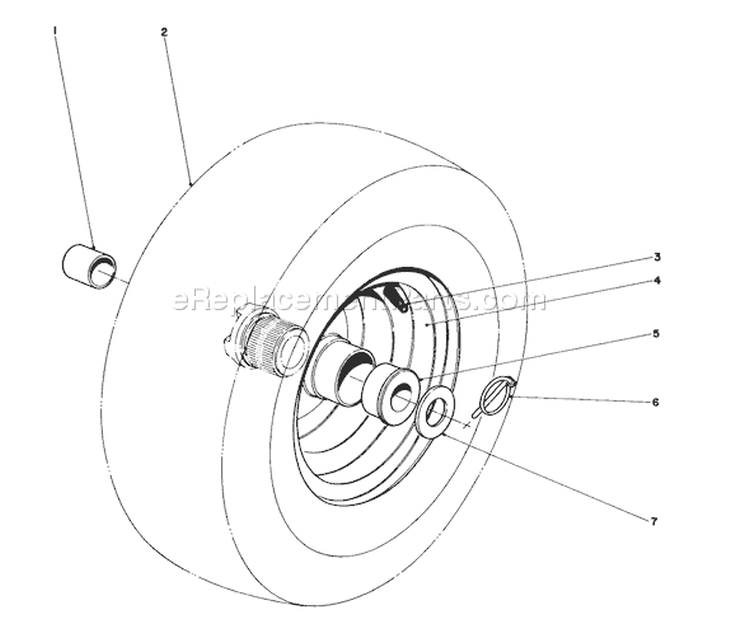 Wheel Assembly Diagram and Parts List for 31995 5000001-5999999 - 1975 Toro Snow Blower