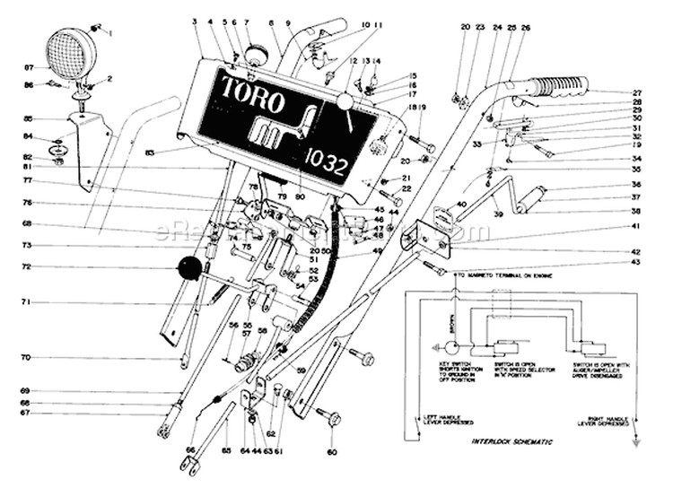 Page F Diagram and Parts List for 31995 6000001-6999999 - 1976 Toro Snow Blower
