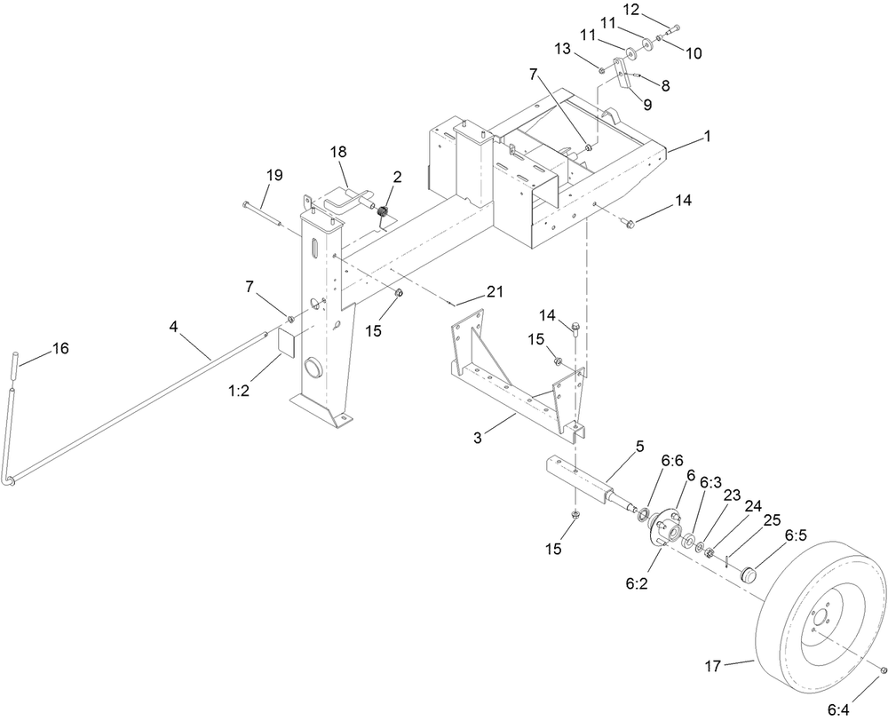Frame And Axle Assembly Diagram and Parts List for 60217 400000000 - 404319999 Toro Cement Mixer