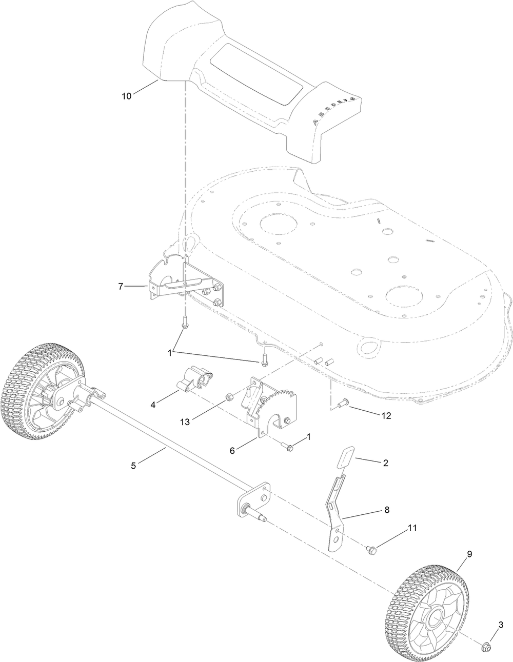 Front Wheel And Axle Assembly Diagram and Parts List for 20977 316000001 - 316999999 Toro Lawn Mower