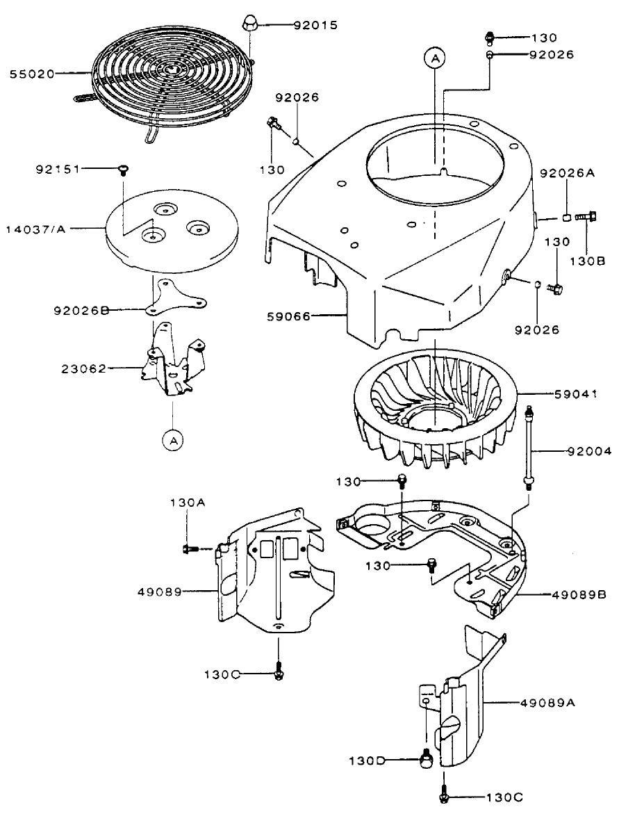 Cooling Equipment Assembly Diagram and Parts List for 74173 (990001-999999)(1999) Toro Lawn Mower