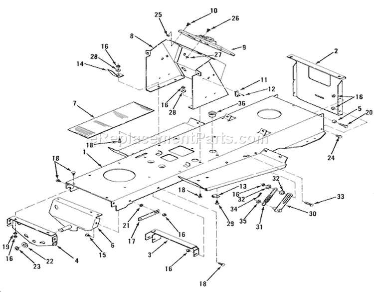 Frame, Sheet Metal And Covers Diagram and Parts List for 32-11B301 1987 Toro Lawn Tractor