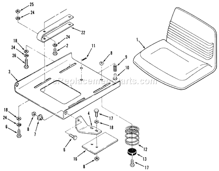 Seat Assembly Diagram and Parts List for 32-12B5A2 1000001-1999999 - 1991 Toro Lawn Tractor
