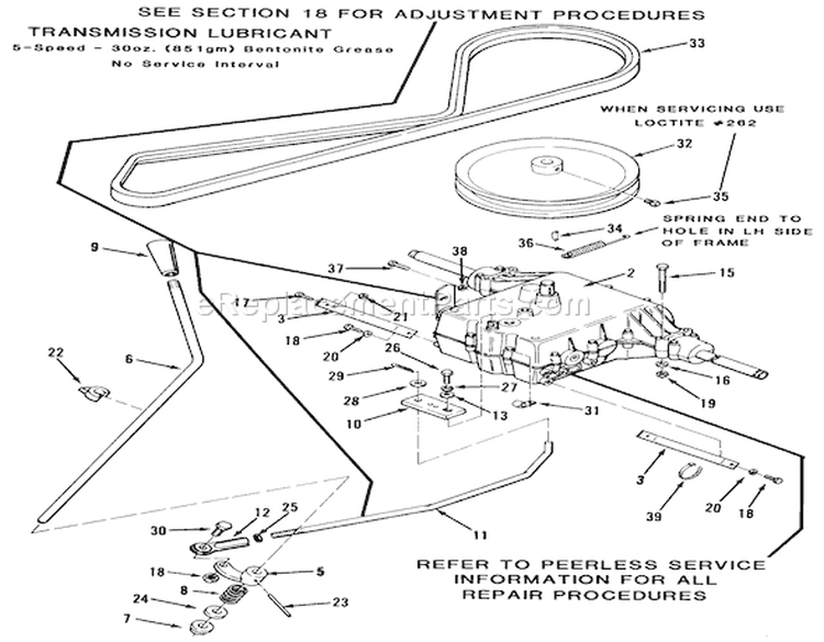 Transmission Assembly (212-5) Diagram and Parts List for 32-12B5A2 1000001-1999999 - 1991 Toro Lawn Tractor