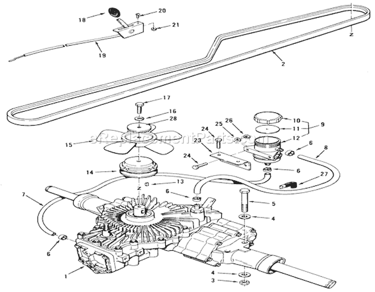 Transmission Assembly (212-H) Diagram and Parts List for 32-12B5A2 1000001-1999999 - 1991 Toro Lawn Tractor