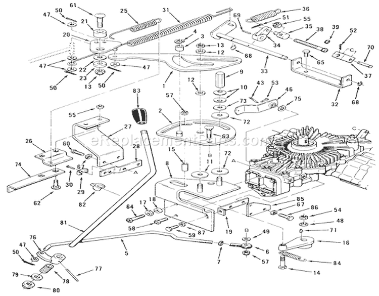Transmission Linkage Assembly (212-H) Diagram and Parts List for 32-12B5A2 1000001-1999999 - 1991 Toro Lawn Tractor
