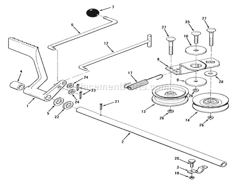 Brake & Idler Assembly (212-H) Diagram and Parts List for 32-12B5A3 1000001-1999999 - 1991 Toro Lawn Tractor