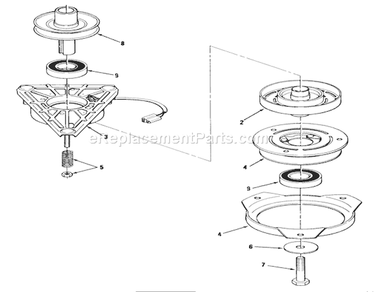 Engine Pulley & Pto Clutch Assembly Diagram and Parts List for 32-12B5A3 1000001-1999999 - 1991 Toro Lawn Tractor