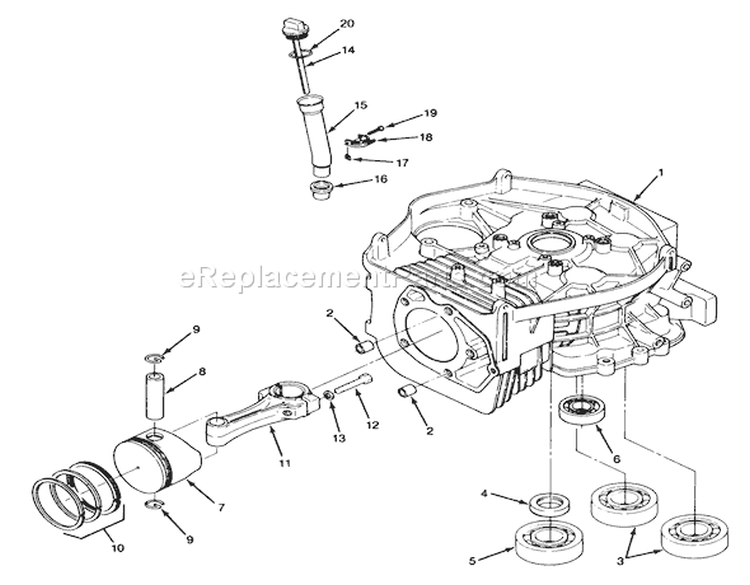 Engine Cylinder Block Diagram and Parts List for 32-12O501 1990 Toro Lawn Tractor