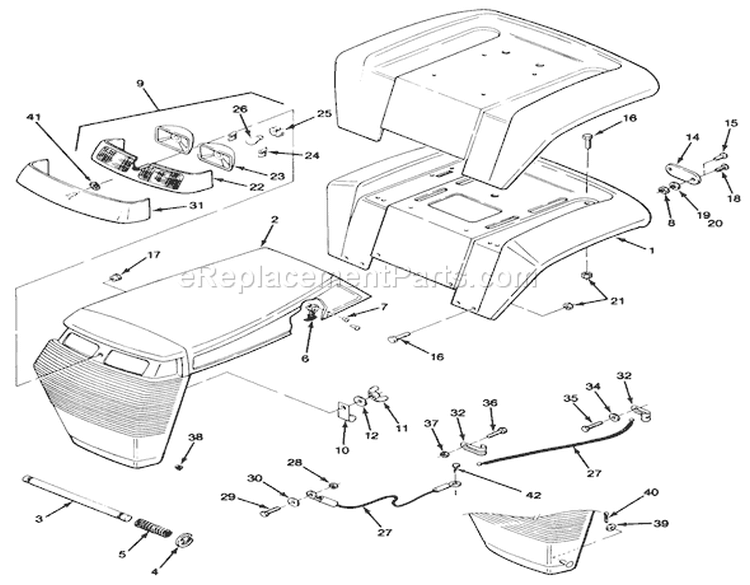 Body Assembly Diagram and Parts List for 32-10BE02 1000001-1999999 - 1991 Toro Lawn Tractor