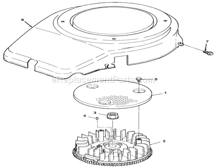 12hp Engine Flywheel & Cover Assembly Diagram and Parts List for 32-10BE02 1000001-1999999 - 1991 Toro Lawn Tractor