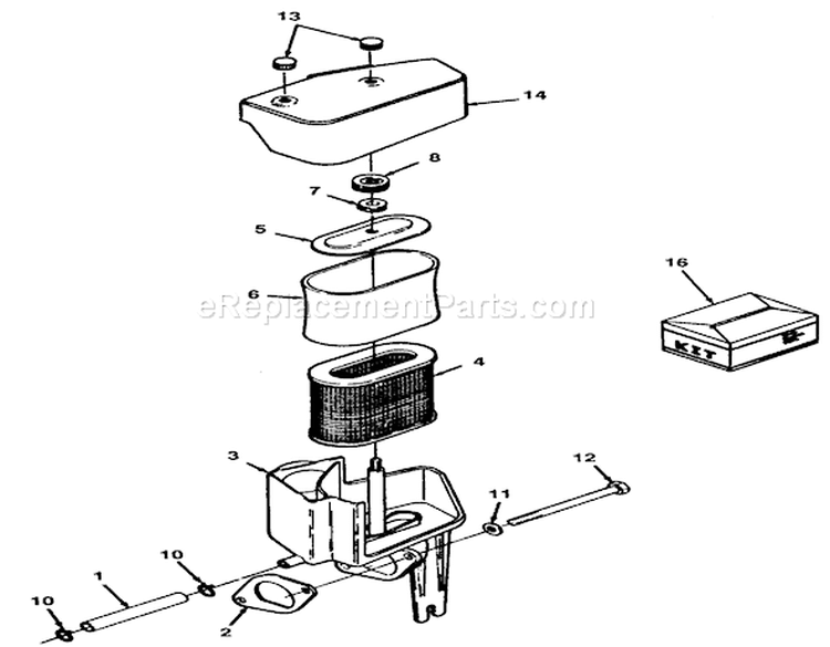 12.5hp Engine Air Cleaner Assembly Diagram and Parts List for 32-12O503 2000001-2999999 - 1992 Toro Lawn Tractor