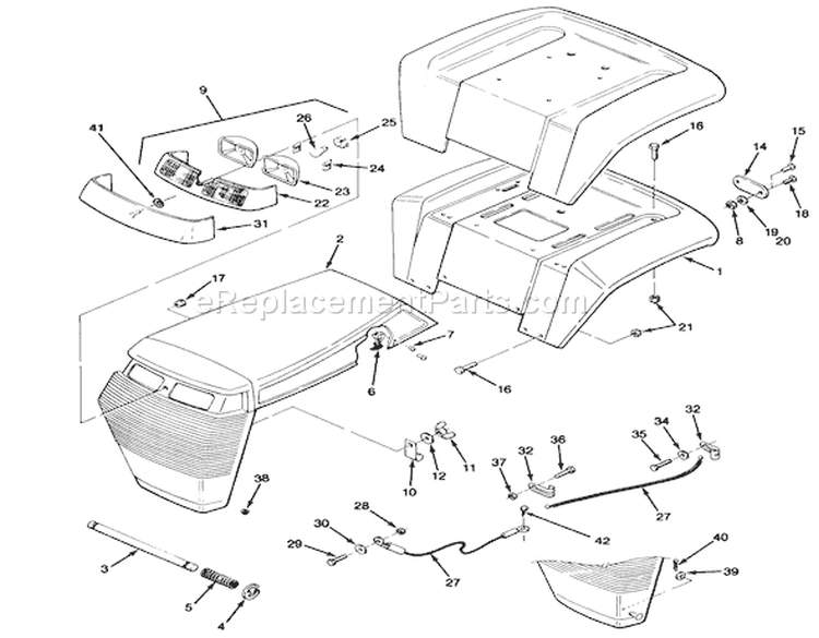 Body Assembly Diagram and Parts List for 32-12O503 2000001-2999999 - 1992 Toro Lawn Tractor