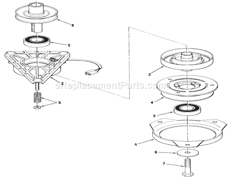 Engine Pulley & Pto Clutch Assembly Diagram and Parts List for 32-12O503 2000001-2999999 - 1992 Toro Lawn Tractor