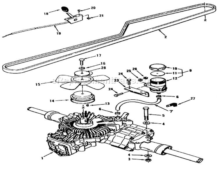 Transmission Assembly (212-H) Diagram and Parts List for 32-12O503 2000001-2999999 - 1992 Toro Lawn Tractor