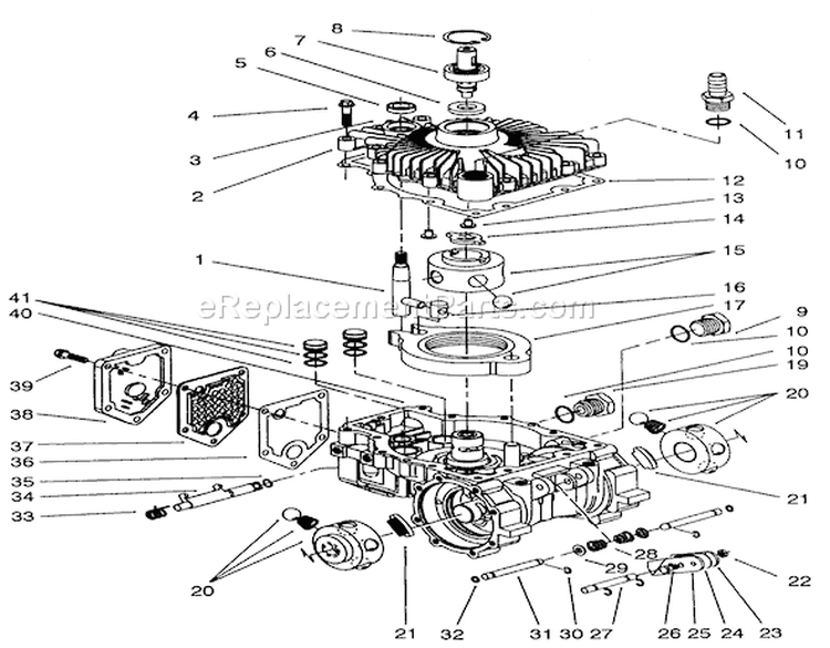 Transmission Eaton Model 751-042 Diagram and Parts List for 32-12O503 2000001-2999999 - 1992 Toro Lawn Tractor