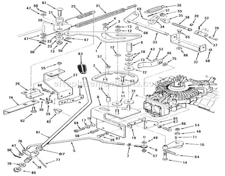 Transmission Linkage Assembly (210-H & 212-H) Diagram and Parts List for 32-12O503 2000001-2999999 - 1992 Toro Lawn Tractor
