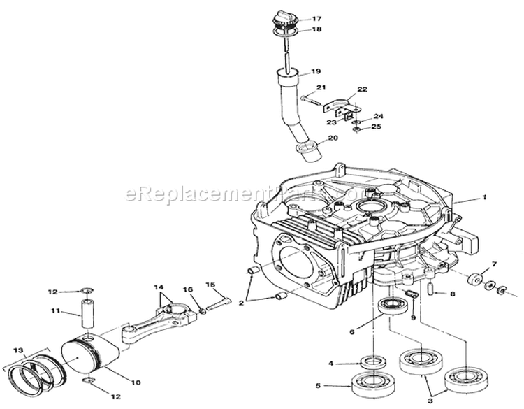 12.5hp Engine Cylinder Block Assembly Diagram and Parts List for 32-12O503 2000001-2999999 - 1992 Toro Lawn Tractor