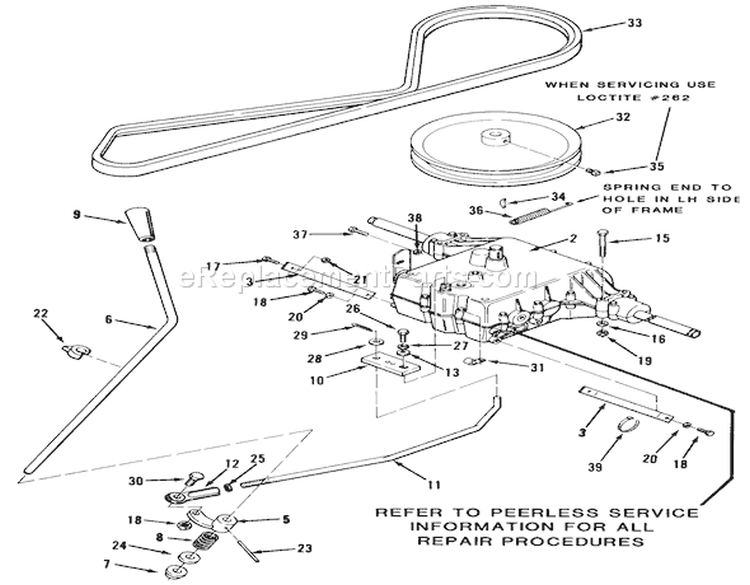 5-Speed Transmission Diagram and Parts List for 32-12O5A1 1000001-1999999 - 1991 Toro Lawn Tractor