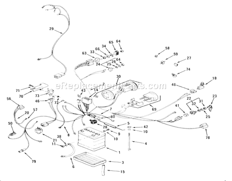 Electrical System Diagram and Parts List for 32-12O5A1 1000001-1999999 - 1991 Toro Lawn Tractor