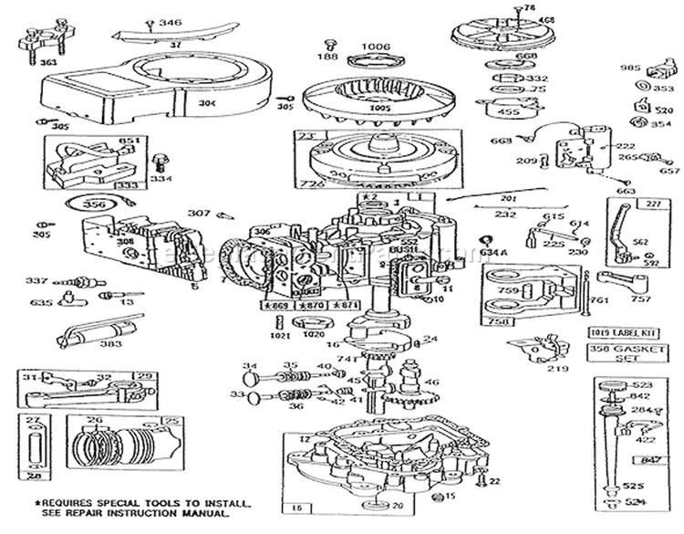 Engine Briggs And Stratton Model 281707-0226-01 Diagram and Parts List for 32-12O5A1 1000001-1999999 - 1991 Toro Lawn Tractor