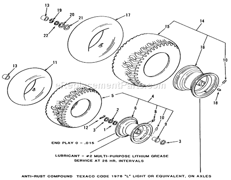 Wheels And Tires Diagram and Parts List for 32-12O5A1 1000001-1999999 - 1991 Toro Lawn Tractor
