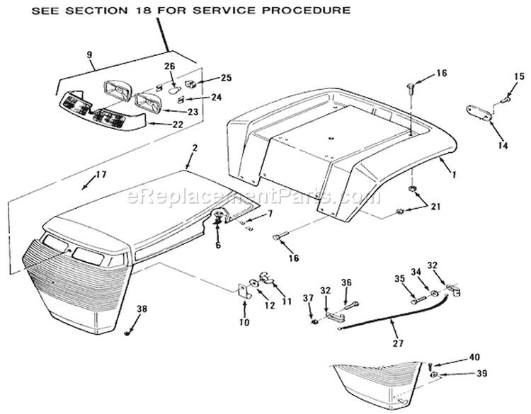 Frame, Sheet Metal And Covers Diagram and Parts List for 32-16BE01 1990 Toro Lawn Tractor