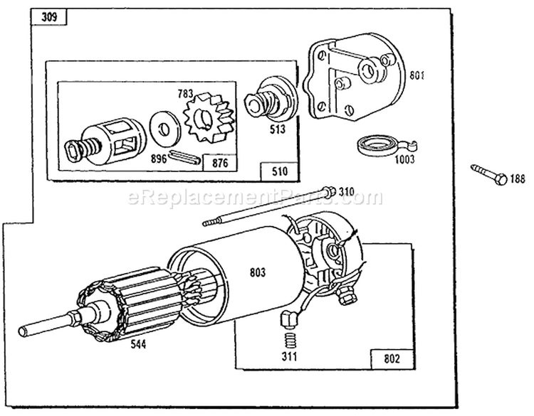 Starter Diagram and Parts List for 32-16BE01 1990 Toro Lawn Tractor