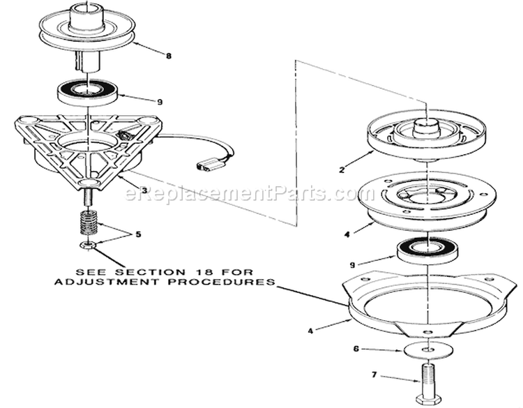 Engine Pulley & Pto Clutch Diagram and Parts List for 32-16BE01 1990 Toro Lawn Tractor