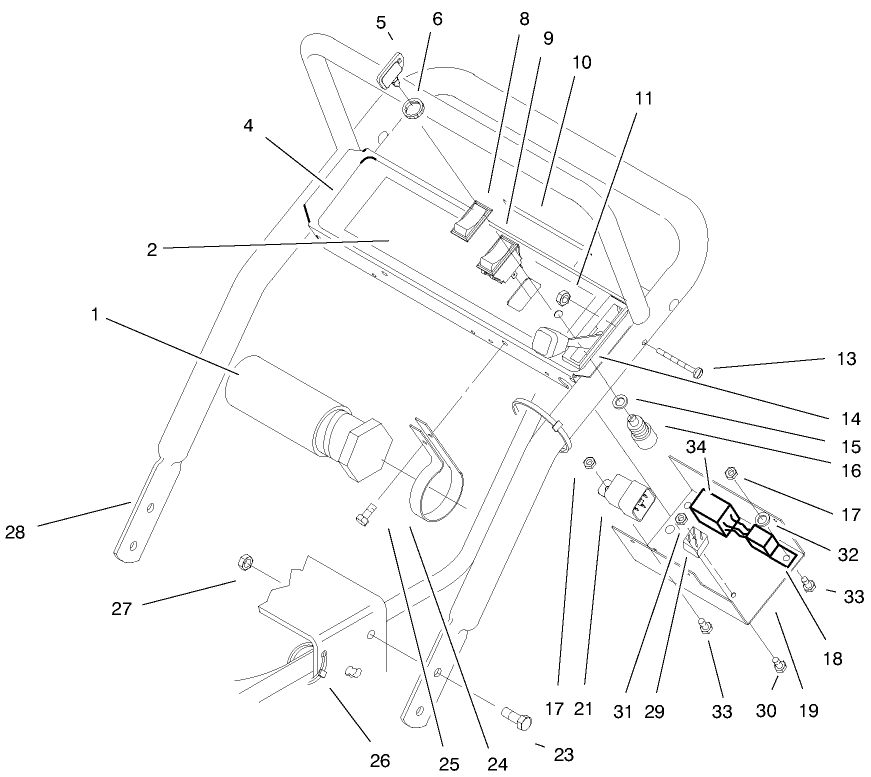 Handle Assembly Diagram and Parts List for 30165 990001 - 999999 Toro Lawn Tractor Accessories
