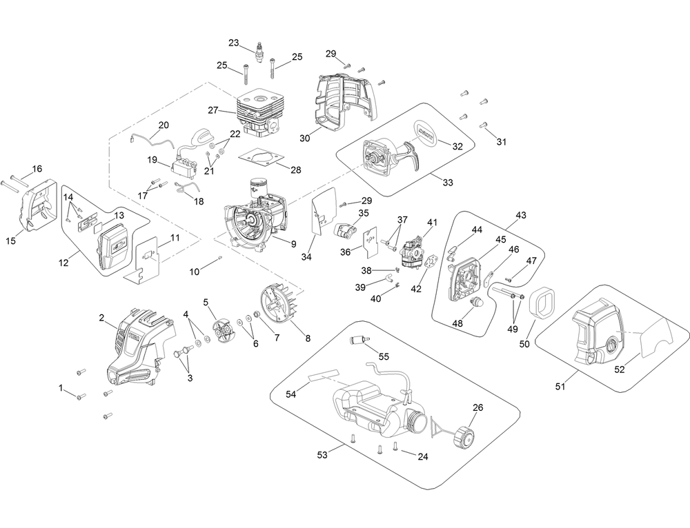 Power Head Components Assembly Diagram and Parts List for 51978A 317000001 - 999999999 Toro Trimmer